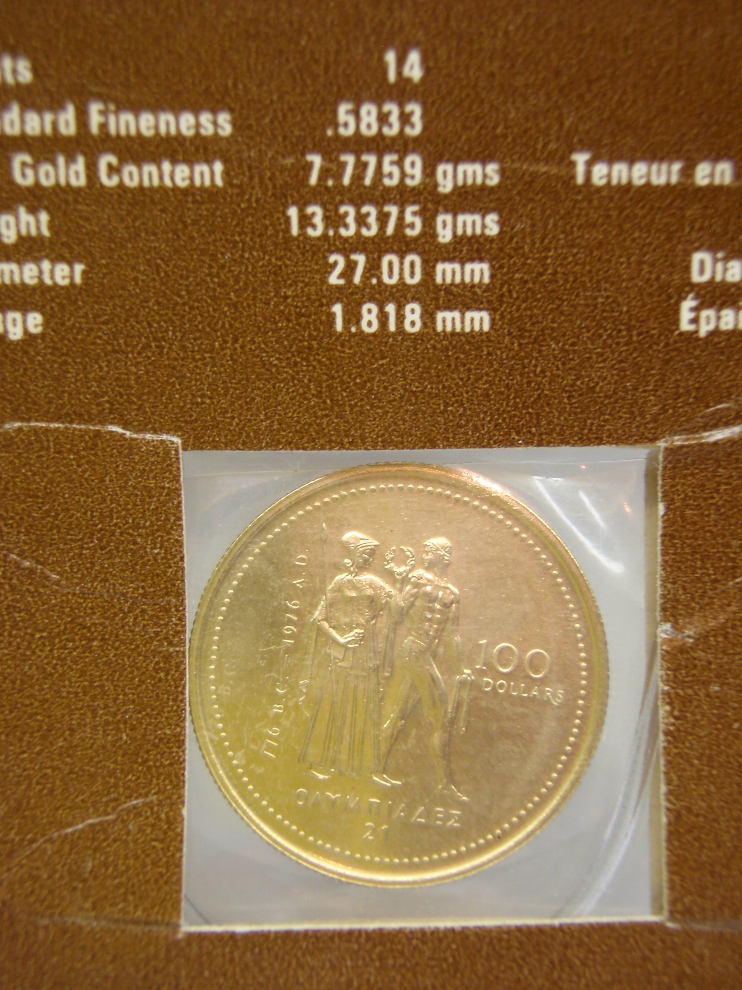 1976 14K 100 Gold Diverse Equities Inc Calgary Alberta
